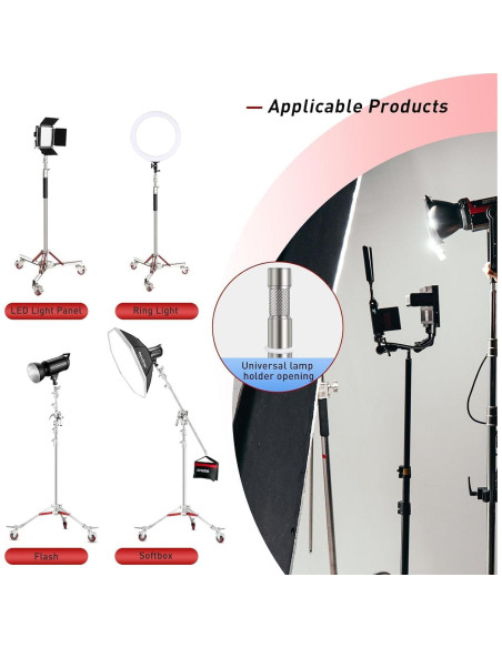 Soporte de Luz Rodante LAPGOOD 100% Acero Inoxidable 10ft