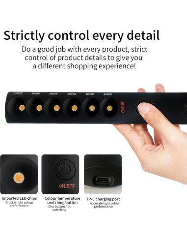 Lámpara de Temperatura de Color Portátil Yuecoom 2700K-6000K