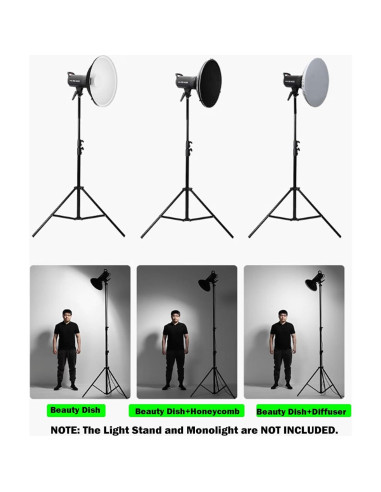 Plato de Belleza Godox 42cm Plateado con Montura Bowens