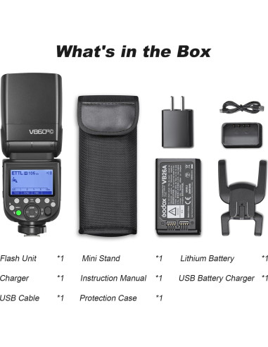 Flash Godox V860III-C TTL para Canon 76Ws Inalámbrico 2.4G