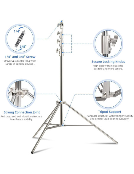 Soporte de Luz de Fotografía Gltire 4m Acero Inoxidable Ajustable