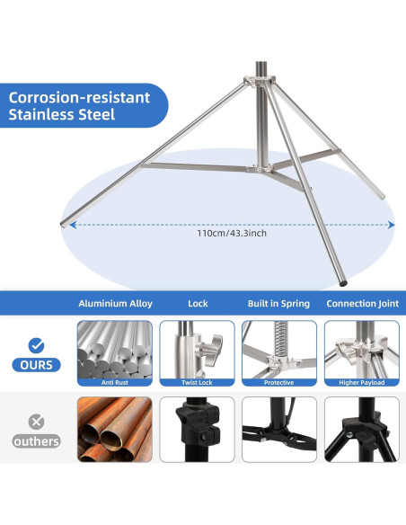 Soporte de Luz de Fotografía Gltire 4m Acero Inoxidable Ajustable