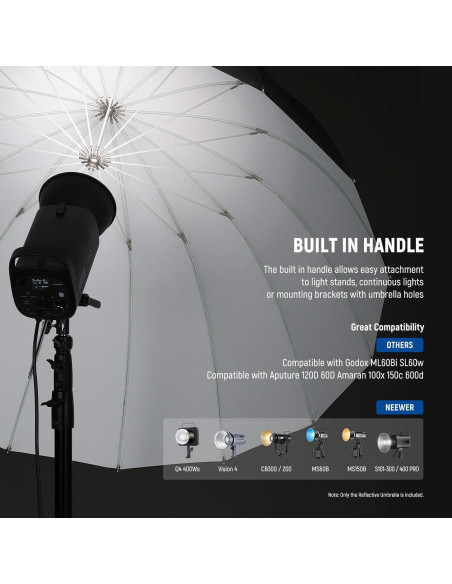 Paraguas Reflectante Parabólico NEEWER 165cm con Difusor