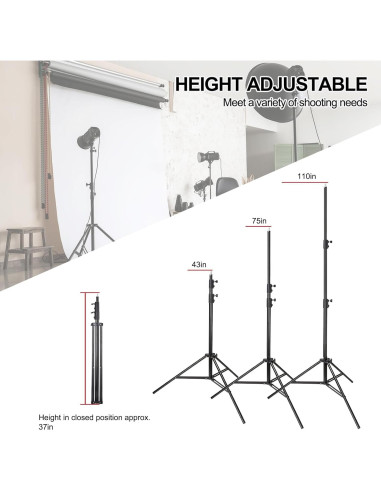 Soporte de Luz BEIYANG 9.2FT Ajustable para Fotografía