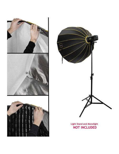 Softbox Parabólico Profundo Glow EZ Lock 38" con Difusores