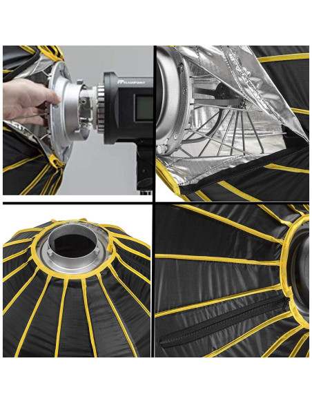Softbox Parabólico Profundo Glow EZ Lock 38" con Difusores