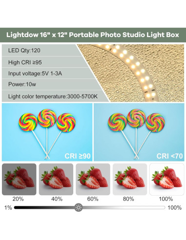 Caja de Luz de Estudio Fotográfico Lightdow 40x30cm LED 120 luces