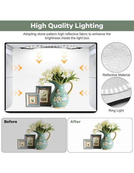 Caja de Luz de Estudio Fotográfico Lightdow 40x30cm LED 120 luces