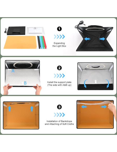 Caja de Luz de Estudio Fotográfico Lightdow 40x30cm LED 120 luces