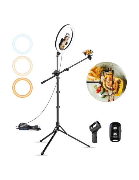 Luz de Anillo Aureday 30.48 cm con Trípode y Soporte