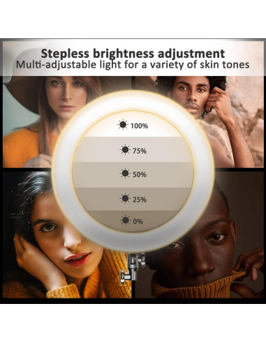 Anillo de Luz LED 19" con Trípode 2.5m y 3 Soportes para Teléfono