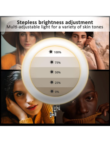 Anillo de Luz LED 19" con Trípode 2.5m y 3 Soportes para Teléfono