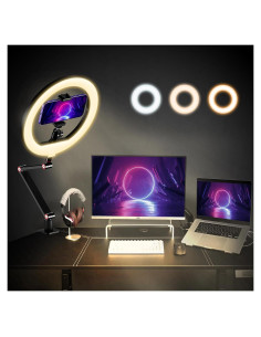 Luz de Anillo APEXEL 10" LED Regulable con Soporte y C-Clamp