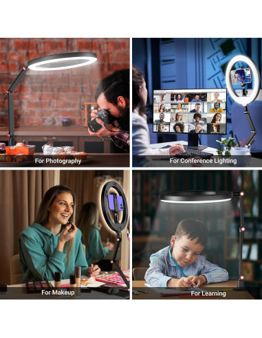 Luz de Anillo APEXEL 10" LED Regulable con Soporte y C-Clamp