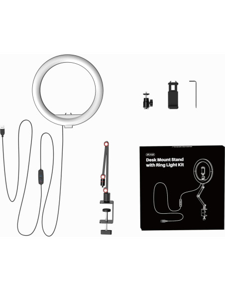 Luz de Anillo APEXEL 10" LED Regulable con Soporte y C-Clamp