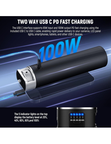 Empuñadura de Batería NEEWER PH99E 6800mAh para Luces COB