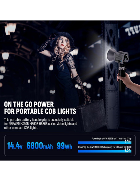 Empuñadura de Batería NEEWER PH99E 6800mAh para Luces COB