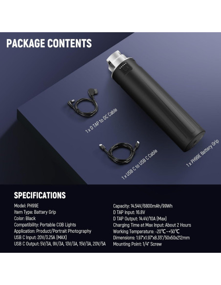 Empuñadura de Batería NEEWER PH99E 6800mAh para Luces COB