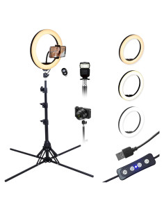 Luz de Anillo LED 10" LANGELECTR R10D10 con Trípode 157.5 cm