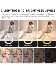 Luz de Anillo LED 10" LANGELECTR R10D10 con Trípode 157.5 cm 2