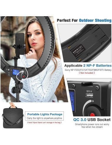 Anillo de luz LED 48 cm IVISII con control remoto y filtros