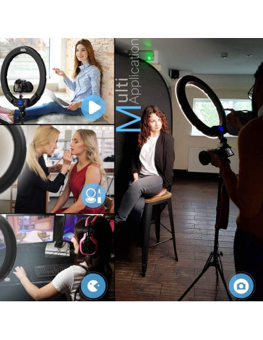 Anillo de luz LED 48 cm IVISII con control remoto y filtros