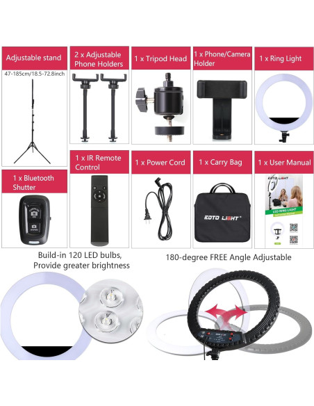 Anillo de Luz LED EOTO LIGHT 53 cm con Trípode y Control Remoto