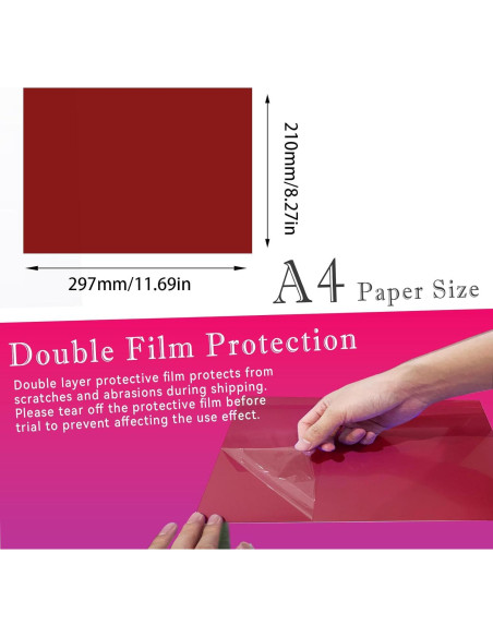 20 Filtros de Luz de Gel Rojo A4 WEINIDASI para Fotografía