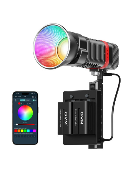 Luz de Estudio LED GVM 60W RGBWW Portátil 2700K-6800K