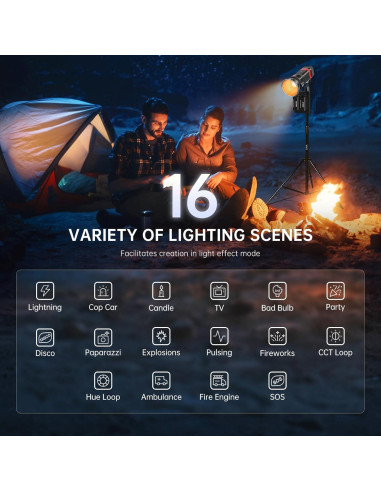 Luz de Estudio LED GVM 60W RGBWW Portátil 2700K-6800K