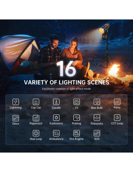 Luz de Estudio LED GVM 60W RGBWW Portátil 2700K-6800K