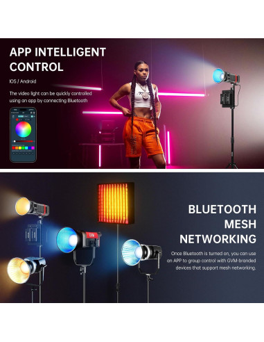 Luz de Estudio LED GVM 60W RGBWW Portátil 2700K-6800K