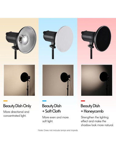 Reflector Beauty Dish Andoer 30cm Bowens con Difusor y Rejilla