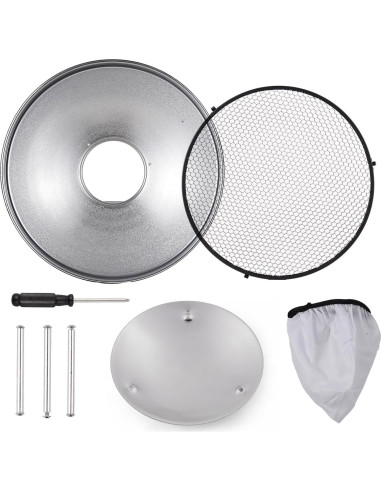 Reflector Beauty Dish Andoer 30cm Bowens con Difusor y Rejilla