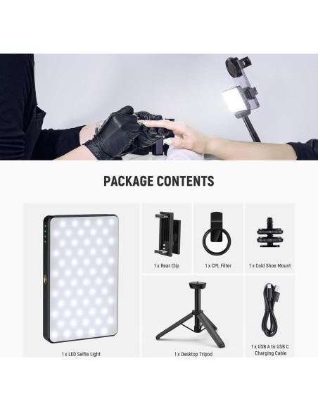 Luz LED para Selfie NEEWER Basics con Filtro CPL y Soporte