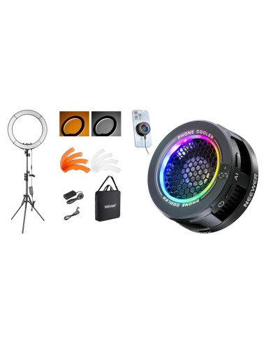 Luz de Anillo LED NEEWER 18" 55W con Soporte y Enfriador