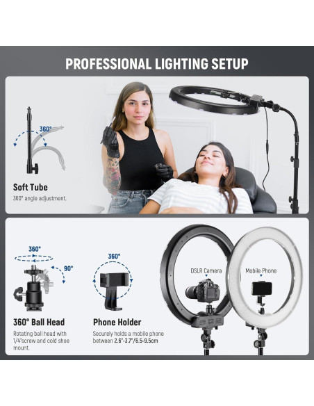 Luz de Anillo LED NEEWER 18" 55W con Soporte y Enfriador