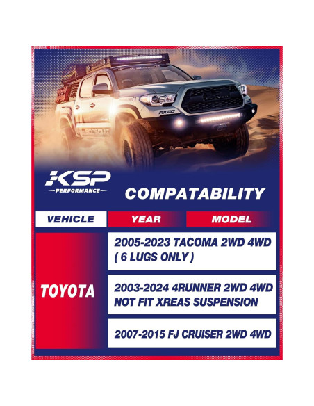 KSP Kit de Elevación Frontal 1.5" para Toyota Tacoma 2005-2023