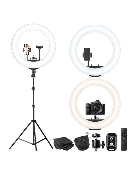 Luz de Anillo UBeesize 22" LED Regulable con Soporte 182.88 cm