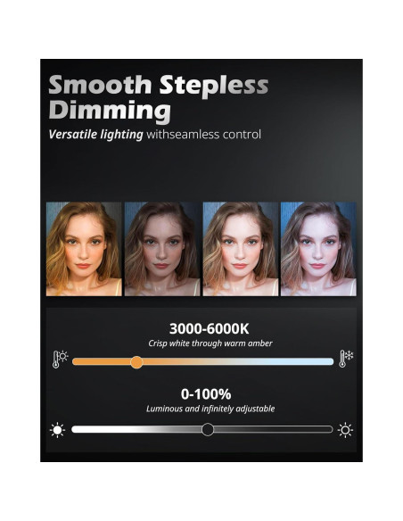 Luz de Anillo UBeesize 22" LED Regulable con Soporte 182.88 cm