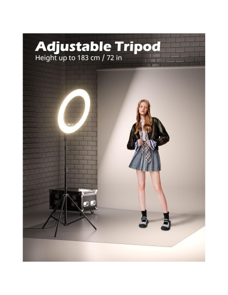 Luz de Anillo UBeesize 22" LED Regulable con Soporte 182.88 cm