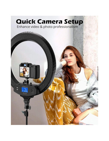 Luz de Anillo UBeesize 22" LED Regulable con Soporte 182.88 cm