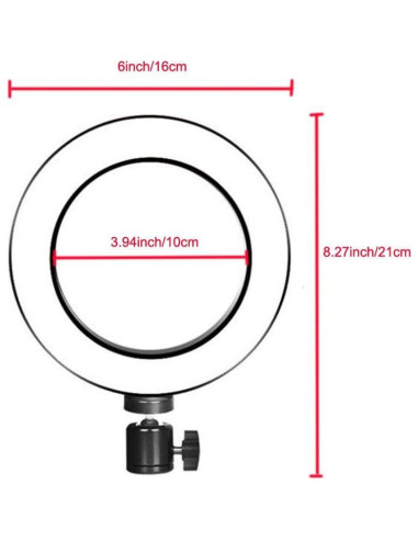 Luz de Anillo LED 15 cm Walway con Adaptador Frío 3 Modos