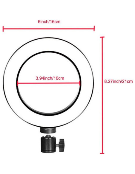 Luz de Anillo LED 15 cm Walway con Adaptador Frío 3 Modos