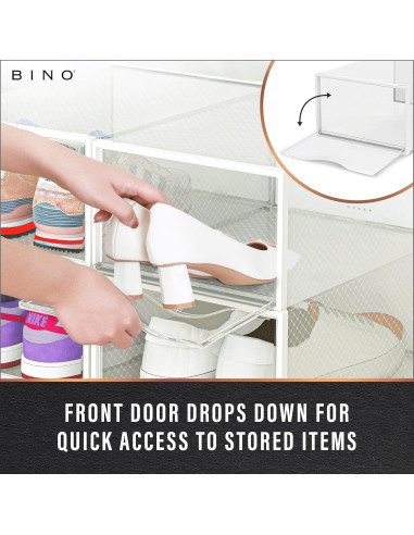 BINO Juego de 12 Cajas de Zapatos Apilables Transparentes