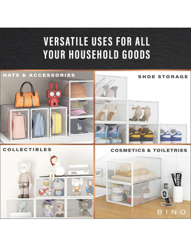 BINO Juego de 12 Cajas de Zapatos Apilables Transparentes