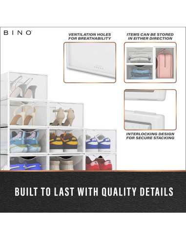 BINO Juego de 12 Cajas de Zapatos Apilables Transparentes