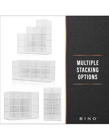 BINO Juego de 12 Cajas de Zapatos Apilables Transparentes