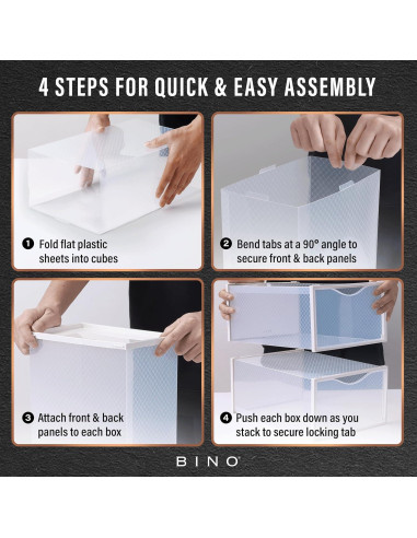 BINO Juego de 12 Cajas de Zapatos Apilables Transparentes