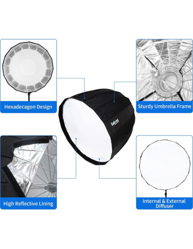Softbox Parabólico Profundo Selens 70 cm Montura Bowens